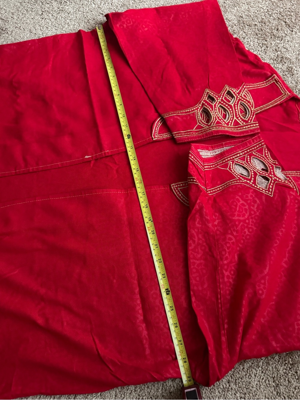 Embroidered Red Open Jacket - Picture 9 of 9